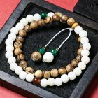 Mala Beads Double Loop White Bodhi Agarwood