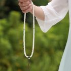 108 Mala Beads White Bodhi Root Green Aventurine Jade